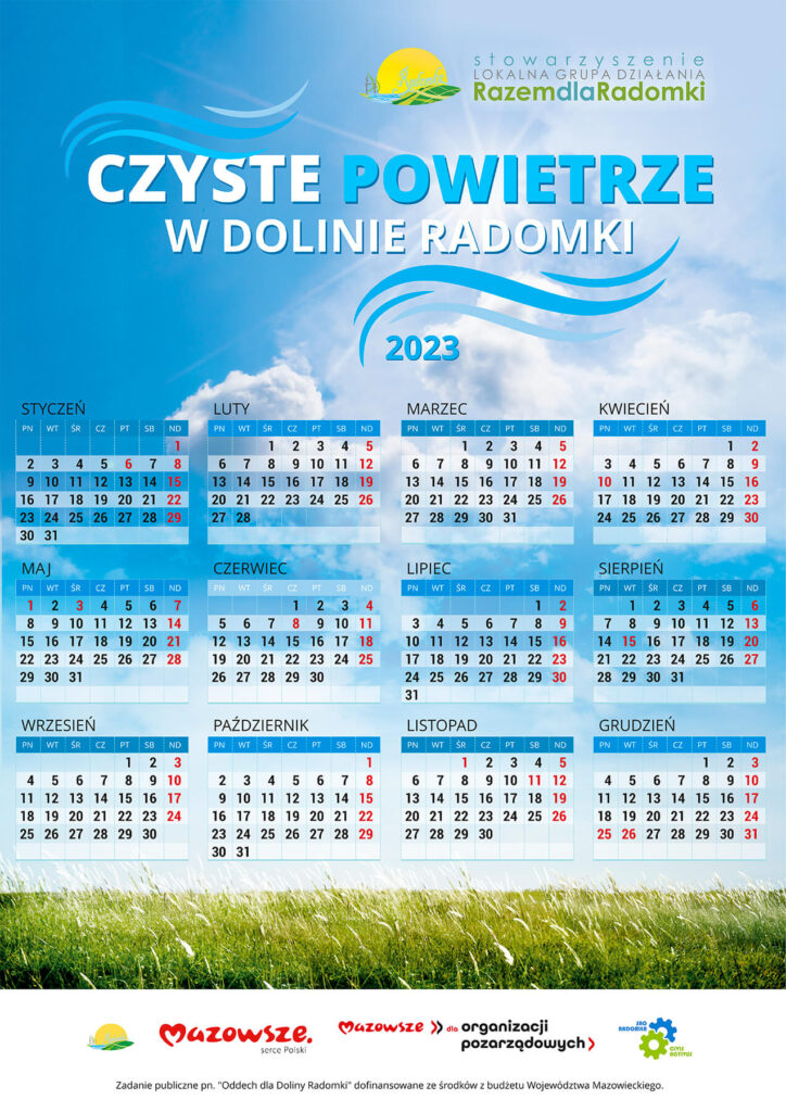 kalendarz czyste powietrze w dolinie radomki 2023