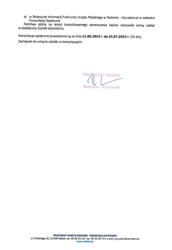 Planu Zrównoważonej Mobilności dla Gmin Obszaru Funkcjonalnego Radomia 2030+