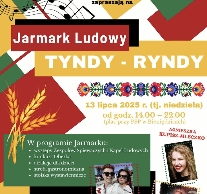 Zapraszamy na Jarmark Ludowy „Tyndy Ryndy” – 13 lipca 2025 r.