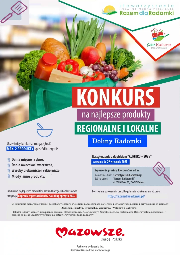 Konkurs na najlepsze produkty regionalne i lokalne Doliny Radomki 2025
